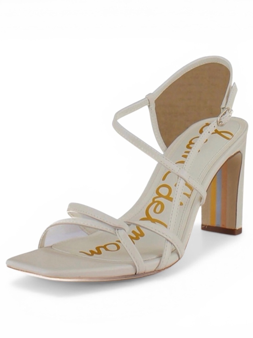 Sam Edelman Women’s Emmie Strappy Block Heel Sandal Ivory Size-11 NIB